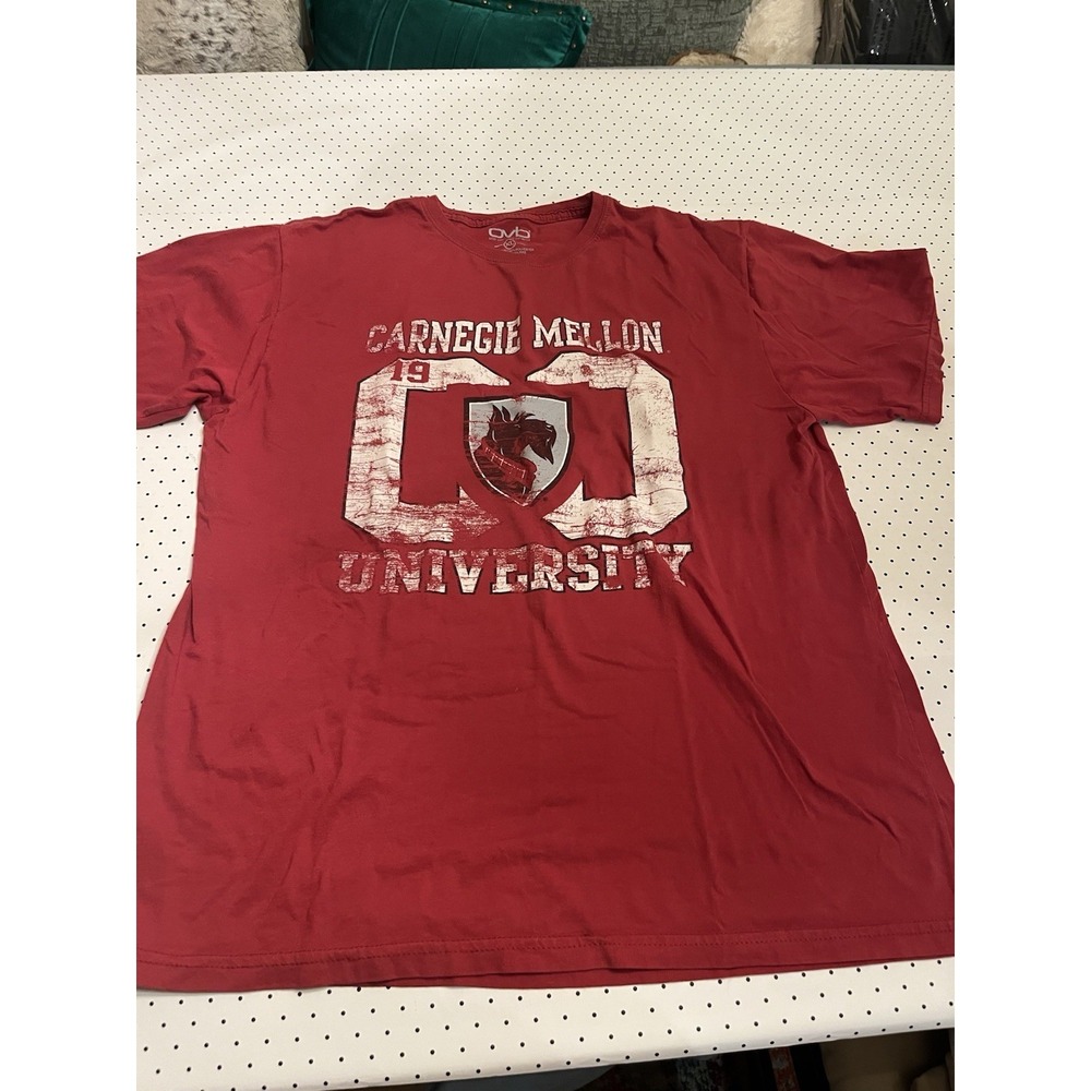 Carnegie Mellon University Distressed Graphic Tee Red XL College Shirt OVB